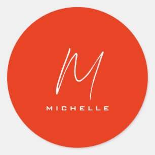 Adesivo Caligrafia monograma branco na moda vermelho seu n