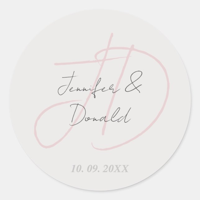 Adesivo Caligrafia monograma de roteiro clássico moderno (Frente)