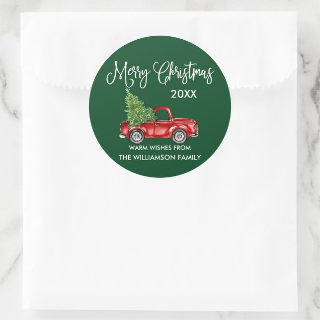 Adesivo Caligrafia Natal Red Truck Gift Verde (Bolsa)