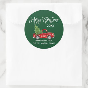 Adesivo Caligrafia Natal Red Truck Gift Verde