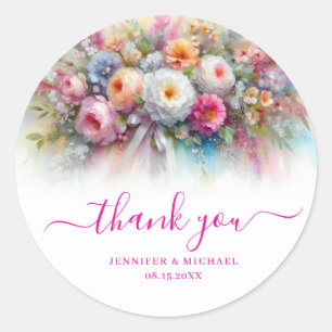 Adesivo Caligrafia Personalizada Agradecimento Flores Aqua