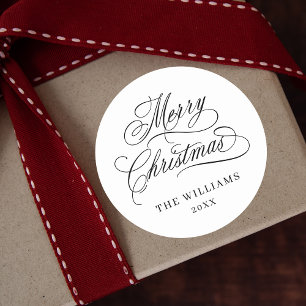Adesivo Caligrafia romântica Feliz Natal Preto e Branco