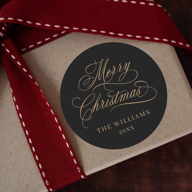 Adesivo Caligrafia romântica Feliz Natal Preto e Dourado (Criador carregado)