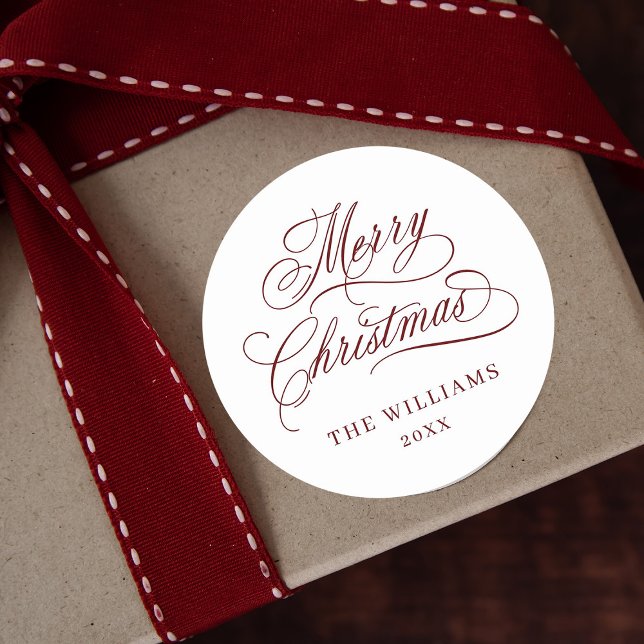 Adesivo Caligrafia Romântica Feliz Natal Vermelho e Branco (Criador carregado)