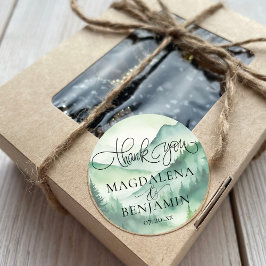 Adesivo Caligrafia Rustic Mountain Pine Árvores Obrigado