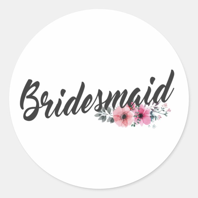 Adesivo Caligrafia Simples de Casamento de Bridesmaid | Vi (Frente)