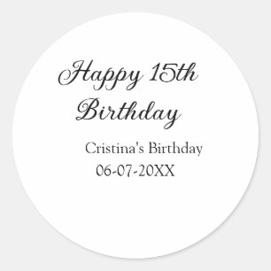 Adesivo caligrafia simples e feliz aniversário de 15