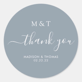 Adesivo Caligrafia Simples Monograma Dusty Casamento Azul