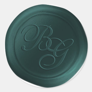 Adesivo Caligrafia Verde Monograma Cera Selo