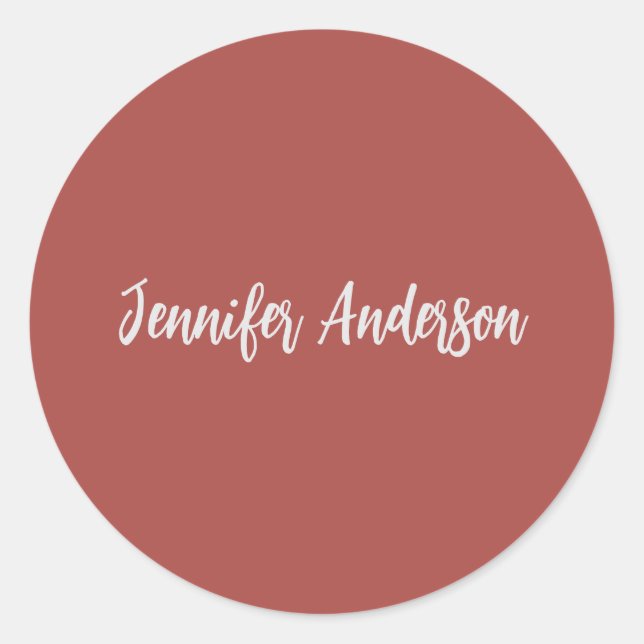 Adesivo Caligrafia Vermelho Brick Personalizado Elegante (Frente)