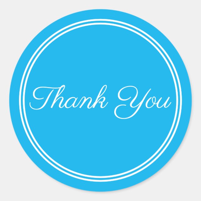 Adesivo Caligrafia White Azul Obrigado Sticker (Frente)