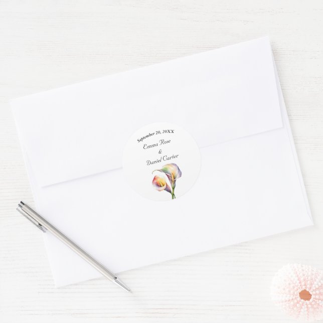 Adesivo Calla Aquarela Elegante Lírios Românticos (Envelope)