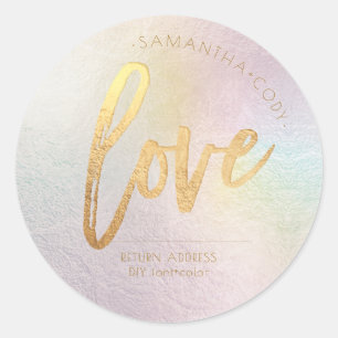 Adesivo Calligrafia Amor Faux Gold Foil Holographic