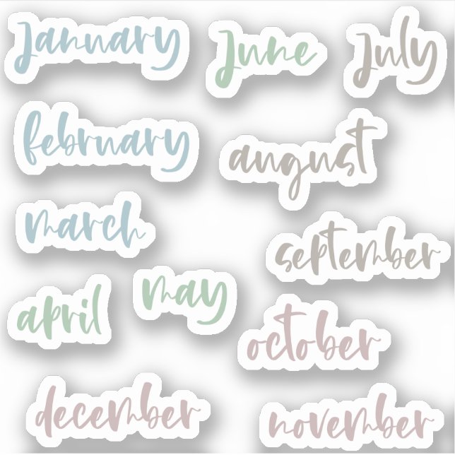 Adesivo Calligraphy Script Neutral Months of the Year (Frente)