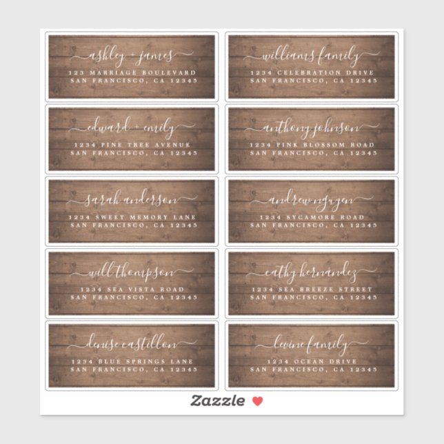 Adesivo Calliografia Barn Wood Wedding Guest Address Label (Folha)