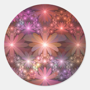 Adesivo Cama De Flores Colorida Brilhante Arte Fractal Abs