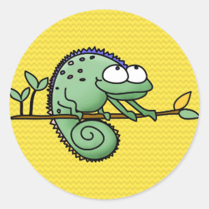 Adesivo Camaleão Desenho Animado Engraçado Verde Fofo