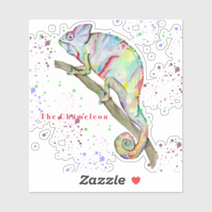 Adesivo Camaleão engraçado de aquarela