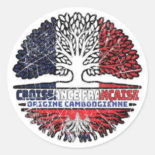 Adesivo Cambodja, França, França, Árvore Bandeira