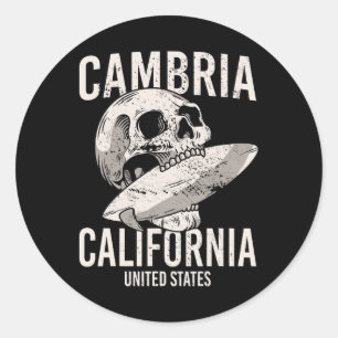 Adesivo Cambria Califórnia Ca Surf Crânio Vintage Homens M