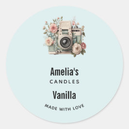 Adesivo Câmera com Flores Pastel Retro Vela Negócios