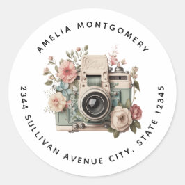 Adesivo Câmera com Imagem Retro Pastel de Flores - Endereç