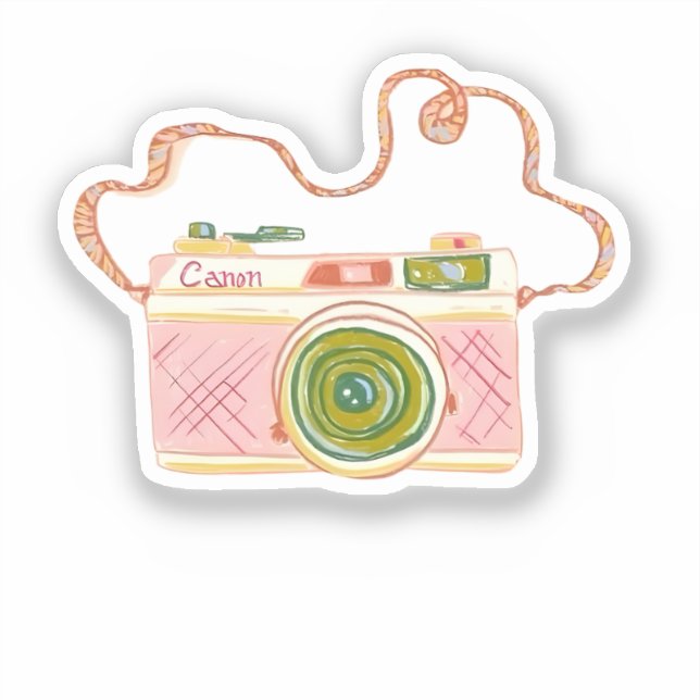 Adesivo Câmera de Filme Rosa Vintage (Frente)
