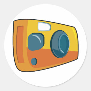 Adesivo Câmera Retro Amarela de Ponto e Disparo de Filme