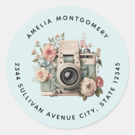 Adesivo Camera with Flowers Retro Pastel Image - Address