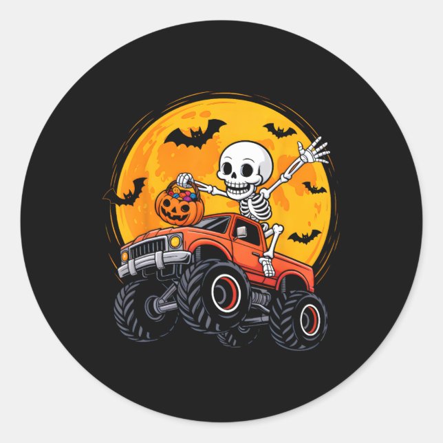 Adesivo Camião Monstro Esqueleto Lua Abóbora Halloween Men (Frente)