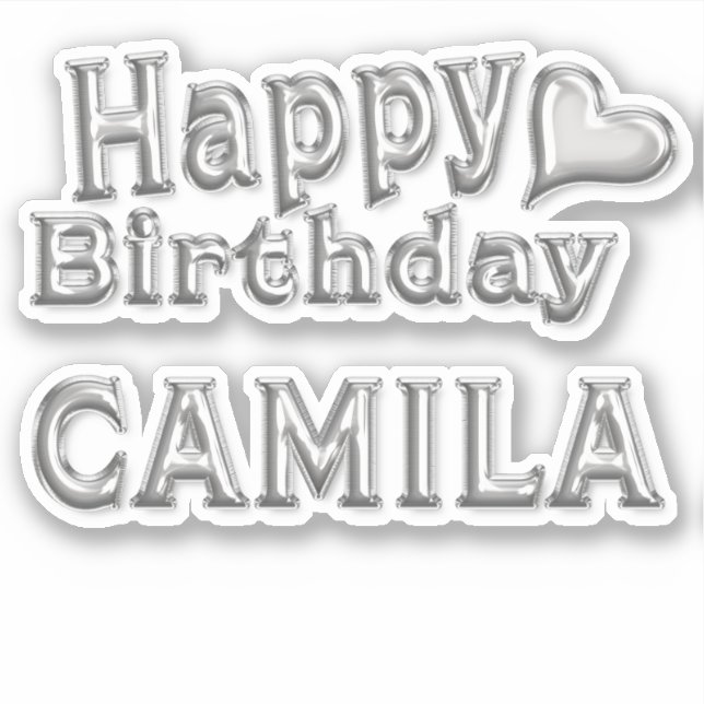 Adesivo Camila Happy Birthday silver Aufkleber Sticker (Frente)