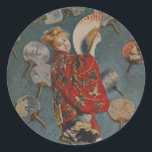Adesivo Camille Monet em fantasia japonesa por Claude Mone<br><div class="desc">La Japonaise, Camille in Japonês Costume (1876), de Claude Monet, é uma pintura de arte impressionista vintage que apresenta a esposa do artista, Camille Monet, vestindo uma peruca loira e vestida em um quimono japonês tradicional e segurando um fã. Sobre o artista: Claude Monet (1840-1926) foi o fundador do movimento...</div>