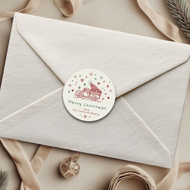 Adesivo Caminhão de Natal Retro Vermelho e Verde (Criador carregado)