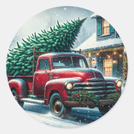 Adesivo Caminhão de Vintage com Árvore de Natal