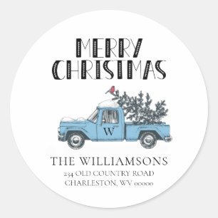 Adesivo Caminhão de Vintagem Russo de Feliz Natal Monogram