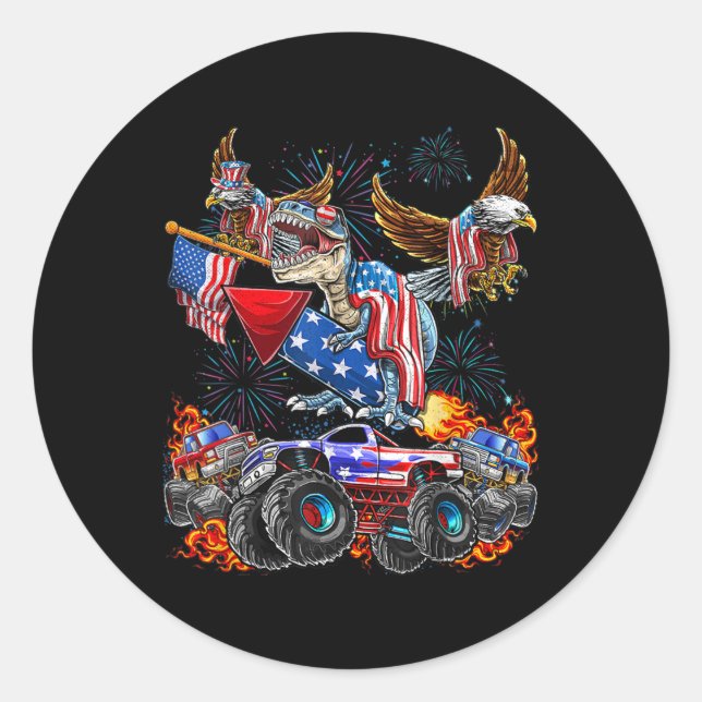 Adesivo Caminhão Monstro Águia Dinossauro 4 de Julho Améri (Frente)