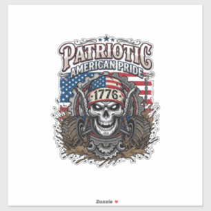 Adesivo Caminhão Monstro de Caveira Patriótico 1776 Off Ro