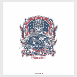 Adesivo Caminhão Monstro Patriótico 1776 Crânio Off Road P