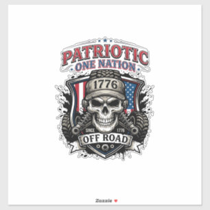 Adesivo Caminhão Monstro Patriótico 1776 Crânio Off Road P