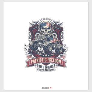 Adesivo Caminhão Monstro Patriótico 1776 Crânio Off Road P