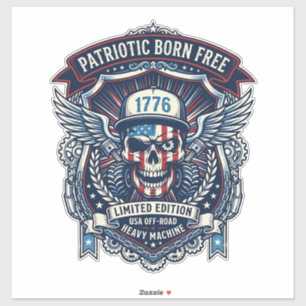 Adesivo Caminhão Monstro Patriótico 1776 Off Road Crânio P