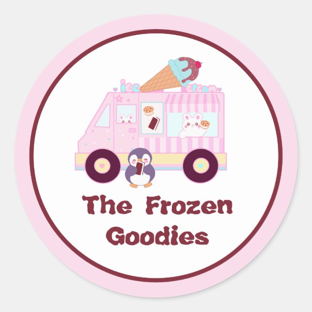 Adesivo Caminhão Sorvete De Coelho Coelho Azul E Rosa (Frente)