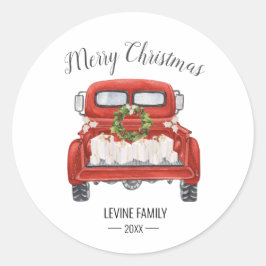 Adesivo Caminhão Vermelho Antigo Família Feliz Natal