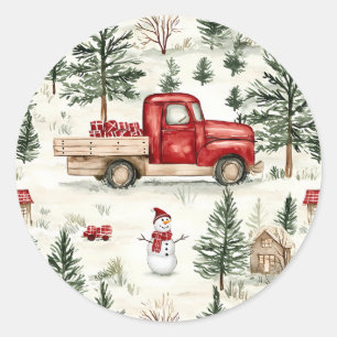 Adesivo Caminhão Vermelho com presentes e boneco de neve