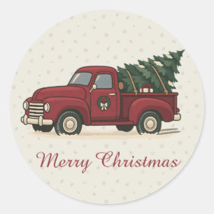 Adesivo Caminhão Vermelho de Natal Nórdico Vintage Festa d