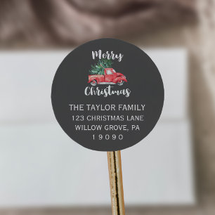 Adesivo Caminhão vermelho e árvore Endereço de devolução