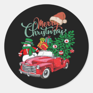 Adesivo Caminhão Vermelho Picape Árvore de Natal Feliz Nat