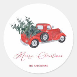 Adesivo Caminhão Vermelho Russo Vintage com Árvores de Nat