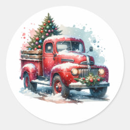 Adesivo Caminhão Vermelho Vintage de Natal velho