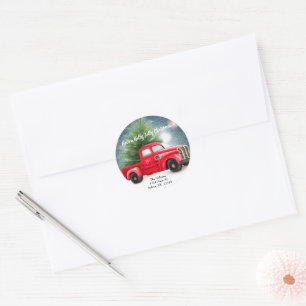 Adesivo Caminhão vintage vermelho e árvore personalizados